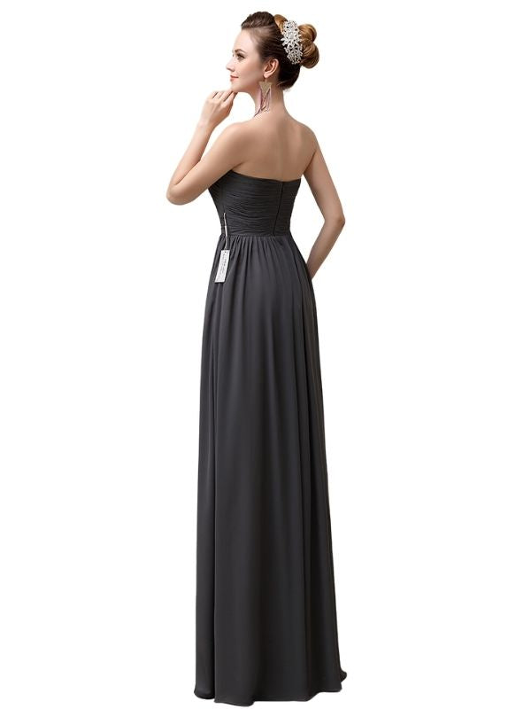 Pretty Strapless Chiffon A-line Floor-Length Long Bridesmaid Dresses