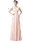 V-Neck Chiffon A-line Floor-Length Long Bridesmaid Dresses