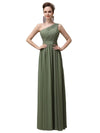 One-Shoulder A-line Chiffon Elegant Floor-Length Long Bridesmaid Dresses