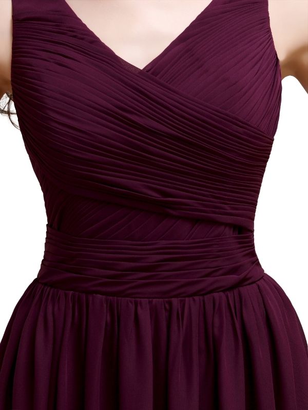 Chiffon Shoulder Strap A-line Floor-Length Bridesmaid Dresses