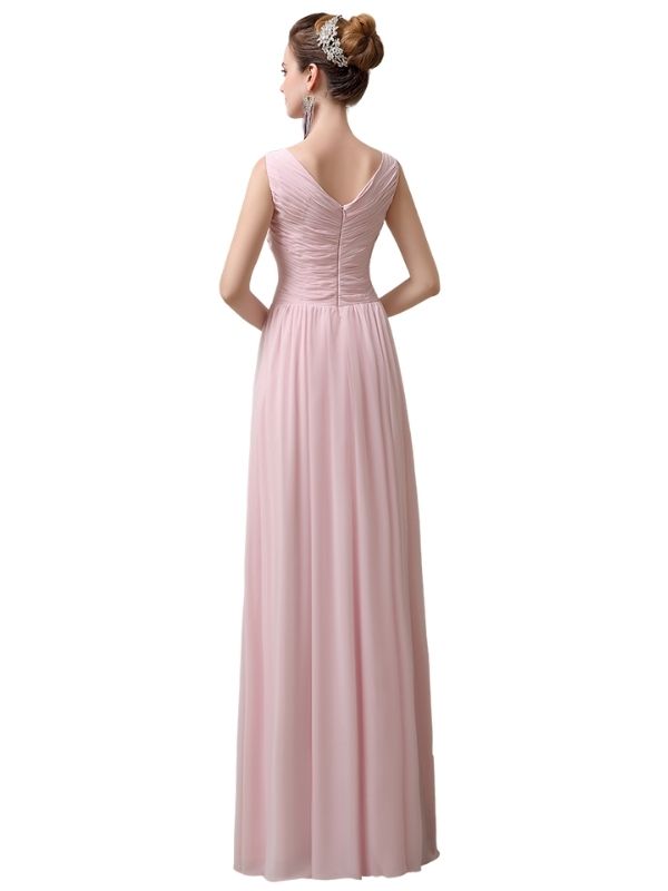 Spaghetti Strap A-line Simple Chiffon Floor-Length Long Bridesmaid Dresses