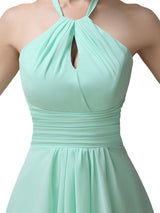 Unique A-line Halter High-Low Short Bridesmaid Dresses