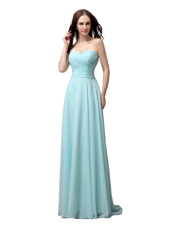 Pretty Sweetheart Chiffon A-line Floor-Length Long Bridesmaid Dresses