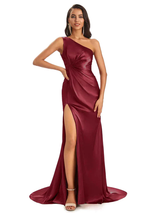 Mismatched Burgundy Sexy Mermaid Soft Satin Long Bridesmaid Dresses Online