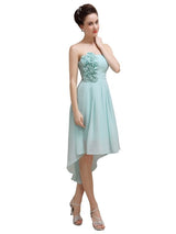 Straight High Low Chiffon Short Bridesmaid Dresses