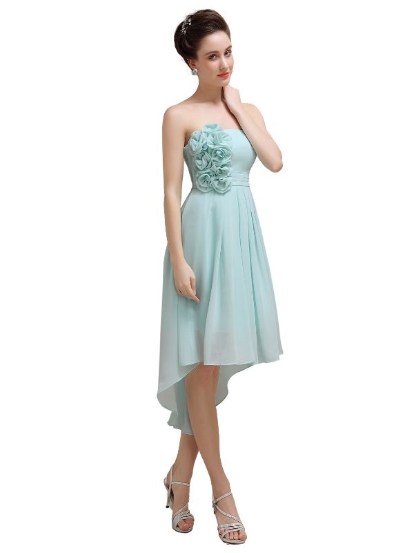 Straight High Low Chiffon Short Bridesmaid Dresses
