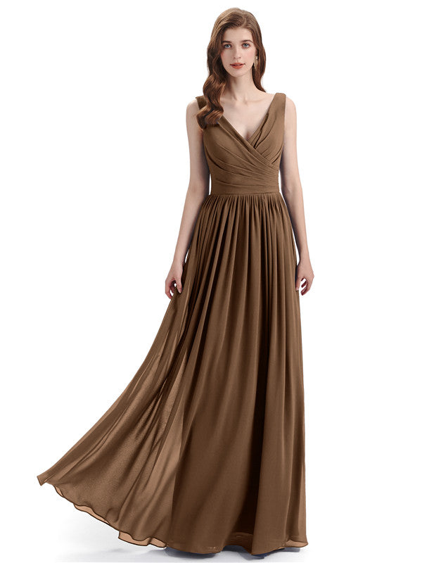 Elegant V-neck Floor Length Bridesmaid Dresses - Chicsew