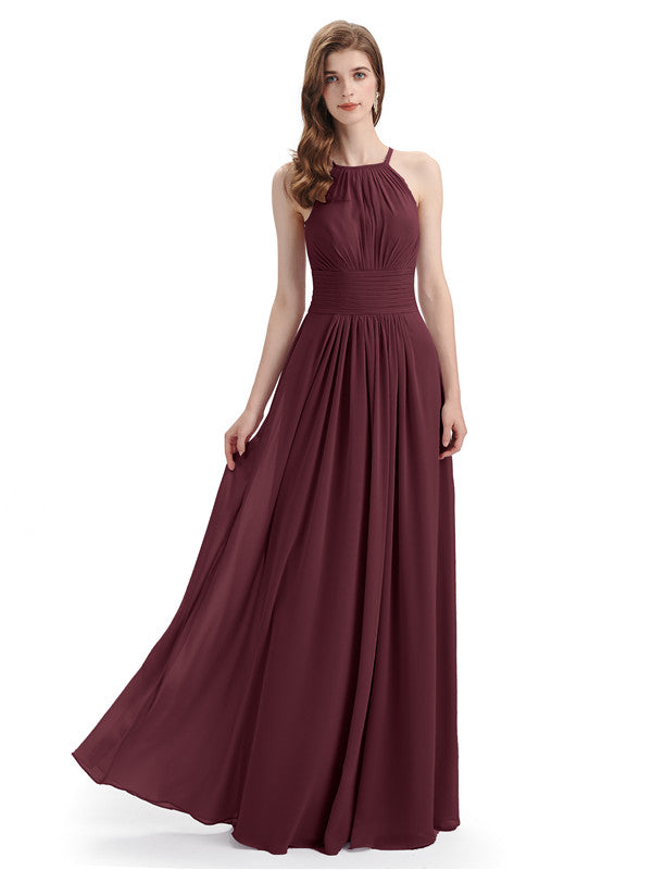Charming Halter Floor Length Bridesmaid Dresses - Chicsew