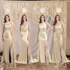Sexy Soft Satin Mismatched Champagne Mermaid Long Bridesmaid Dresses Online, Maid of Honor Dresses