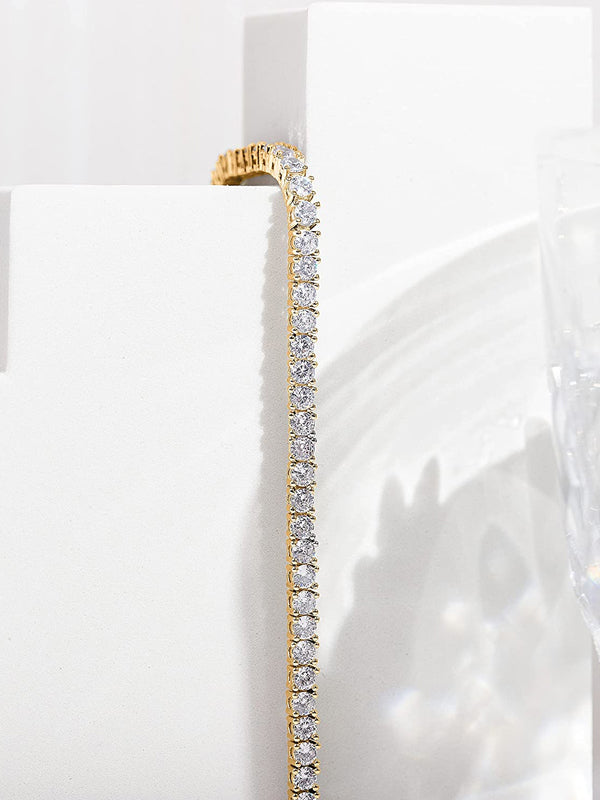 3mm Cubic Zirconia Classic Tennis Bracelet | Gold Bracelets for Women