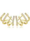Cubic Zirconia Half Hoop Stud Earrings Looks Like 4 Hoop Earrings