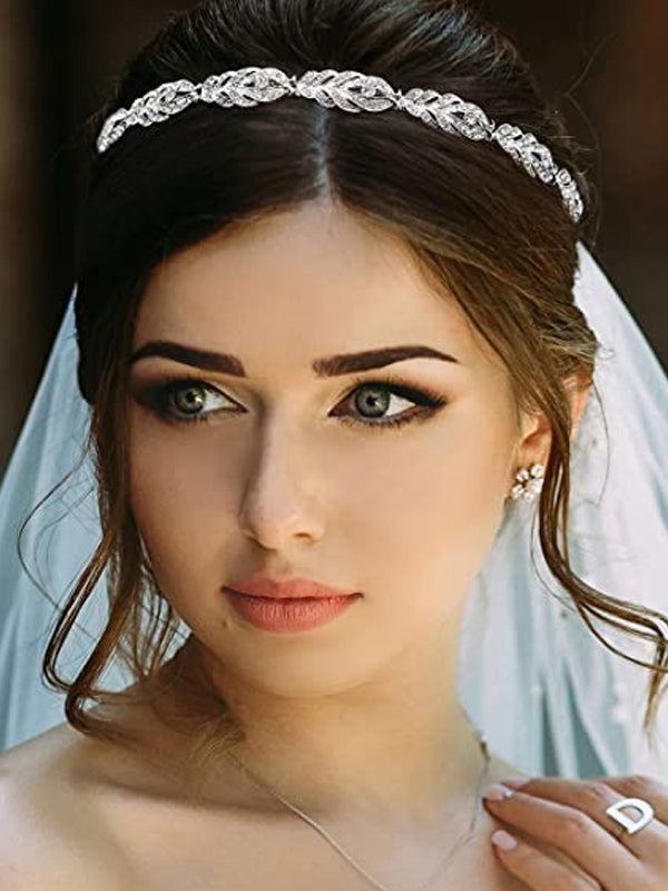 Flower Design Rhinestone Crystal Wedding Headband Bridal Headpieces Simple Design Bridal Headband