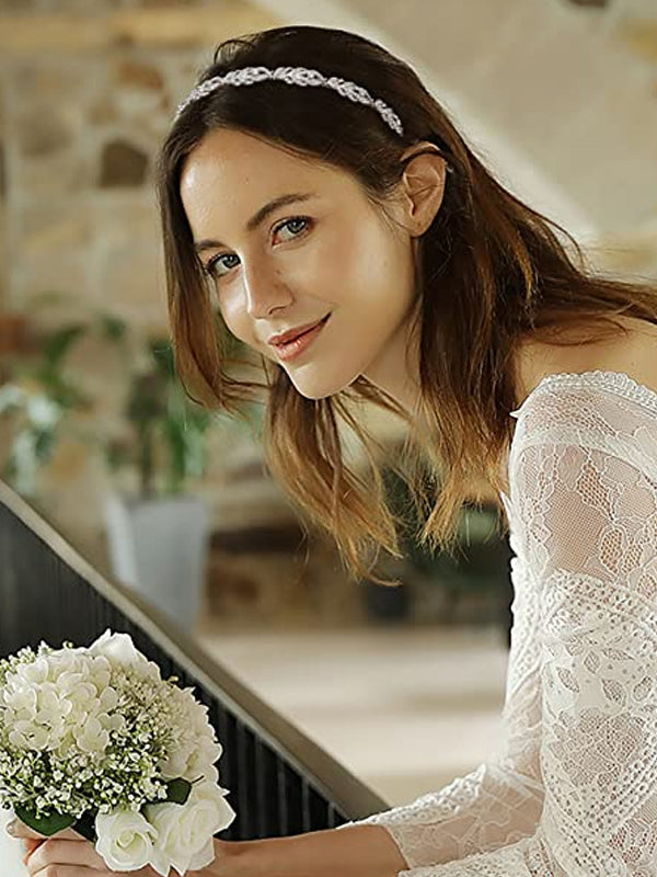 Flower Design Rhinestone Crystal Wedding Headband Bridal Headpieces Simple Design Bridal Headband