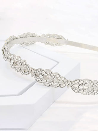 Flower Design Rhinestone Crystal Wedding Headband Bridal Headpieces Simple Design Bridal Headband