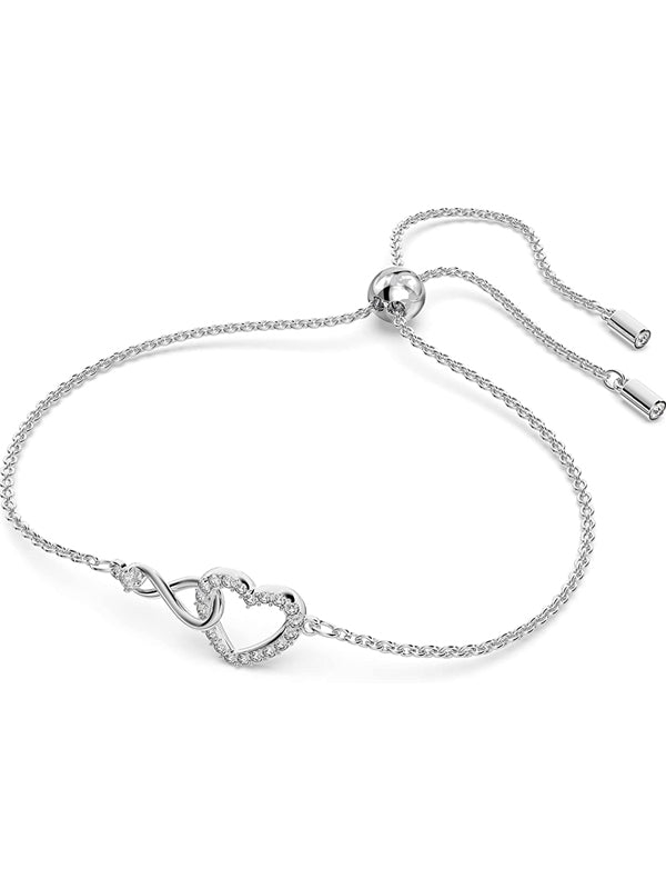 Infinity Heart Bracelet Jewelry Collection Rhodium Tone Finish Clear Crystals
