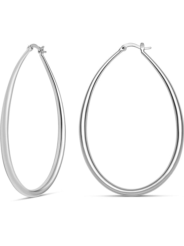 Oval Hoop Earrings Gold Hoops or Silver Hoop Earrings for Women