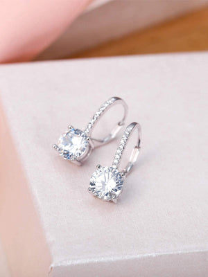 925 Sterling Silver CZ Prong Setting Gorgeous Bridal Prom Leverback Dangle Earrings