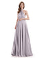 Simple A-Line High Neck Pleats Chiffon Floor Length Bridesmaid Dresses