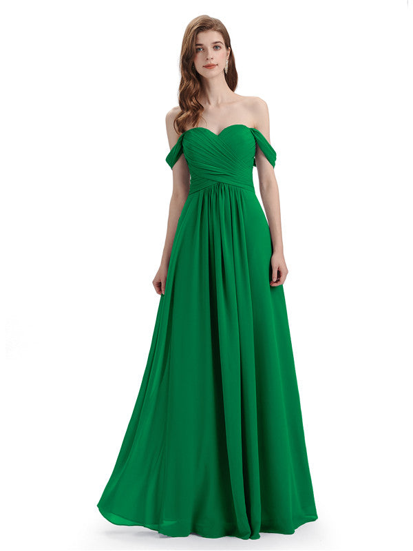 A-line Off-The-Shoulder Sweetheart Floor Length Bridesmaid Dresses ...
