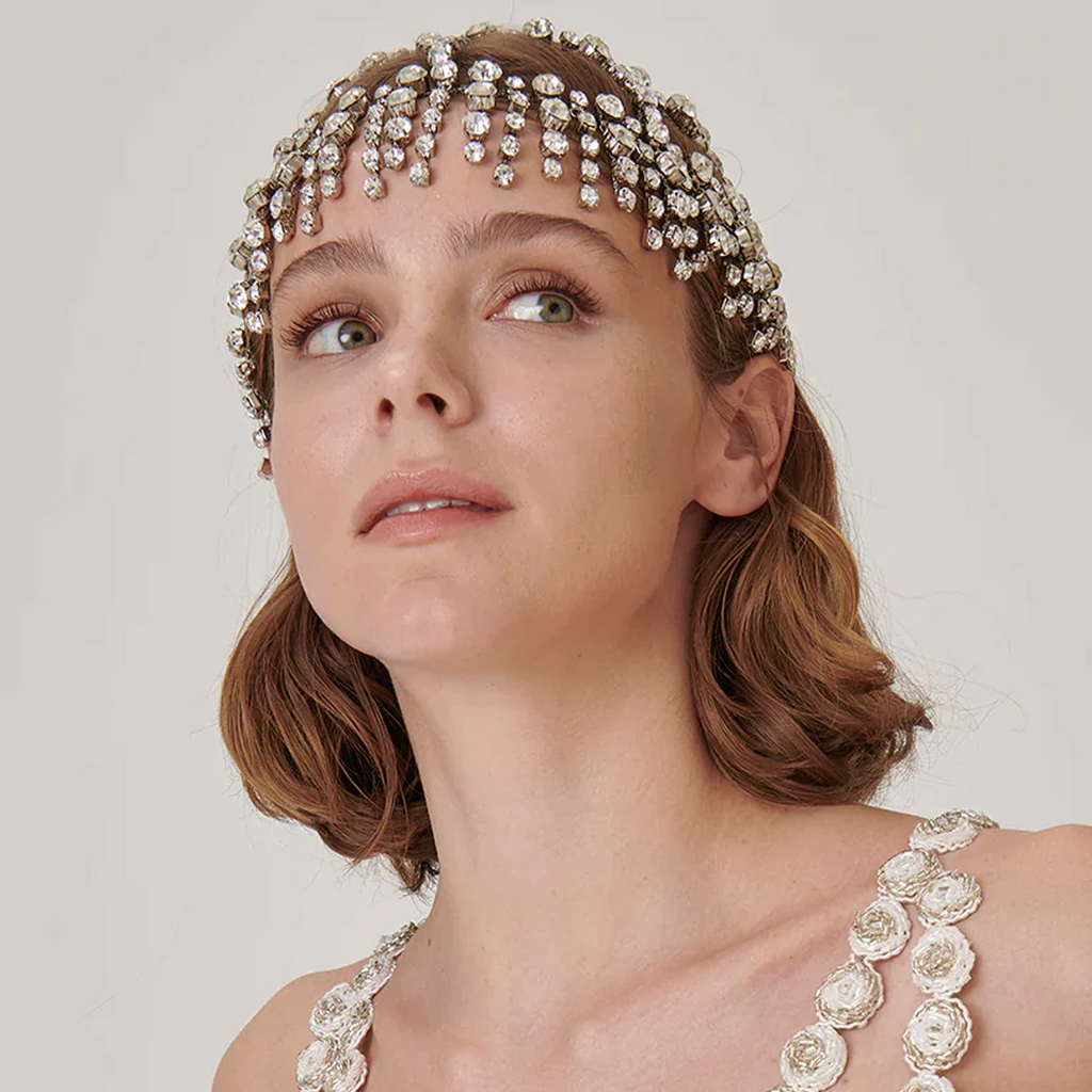 Silver Crystal Tassels Rhinestone Head Chain Headband Forehead Jewelry