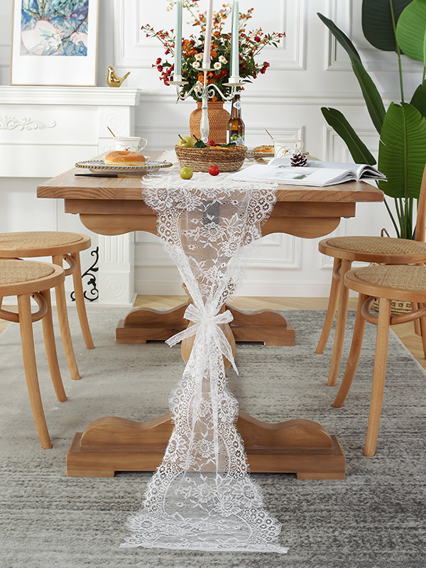 White Lace Boho Tablecloth Wedding Party Bridal Shower Decorations Vintage Rustic Table Runner White Lace Boho Tablecloth Wedding Party Bridal Shower Decorations Vintage Rustic Table Runner