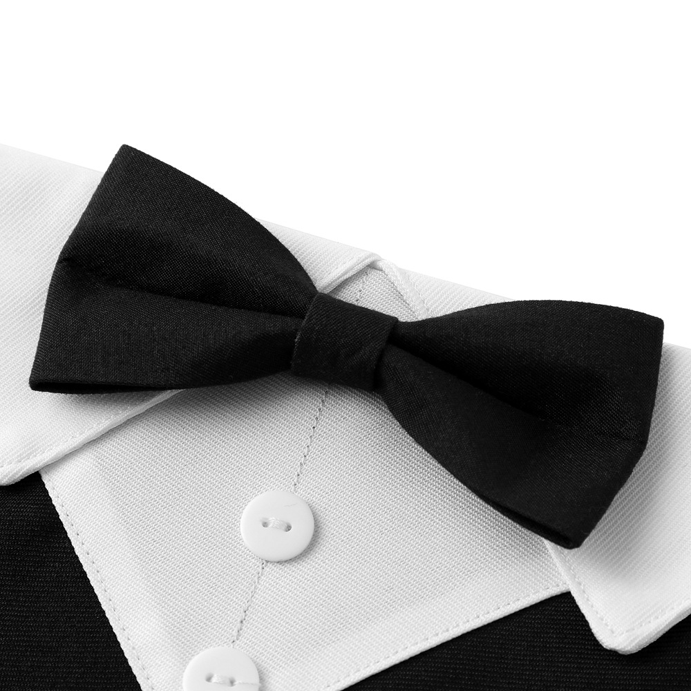 Formal Dog Tuxedo Wedding Bandana with Bowtie Adjustable Outfit for Dogs Pets
