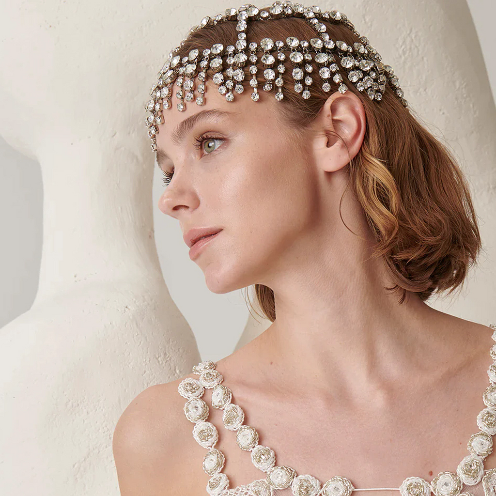 Silver Crystal Tassels Rhinestone Head Chain Headband Forehead Jewelry