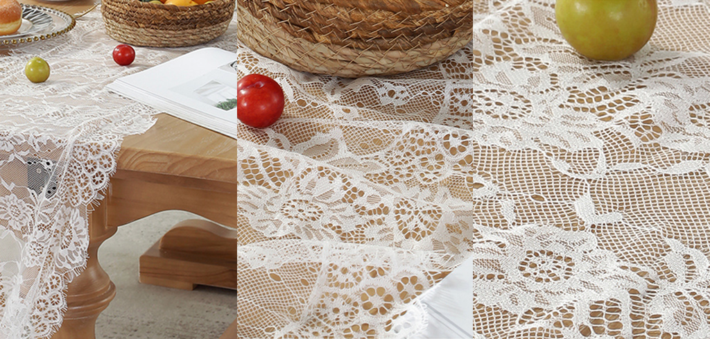 White Lace Boho Tablecloth Wedding Party Bridal Shower Decorations Vintage Rustic Table Runner