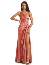 Mismatched Terracotta Sexy Side Slit Mermaid Soft Satin Long Bridesmaid Dresses Online