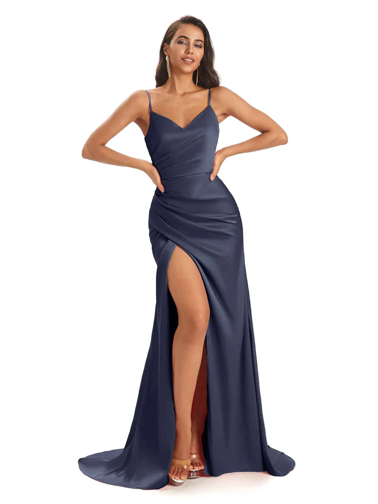 Pretty Lavish Navy Silk Bridesmaid Dress Mismatched Navy Blue Satin Long Custom Bridesmaid Dresses BN1305 Pretty Lavish Navy Silk Bridesmaid Dress Mismatched Navy Blue Satin Long Custom Bridesmaid Dresses BN1305