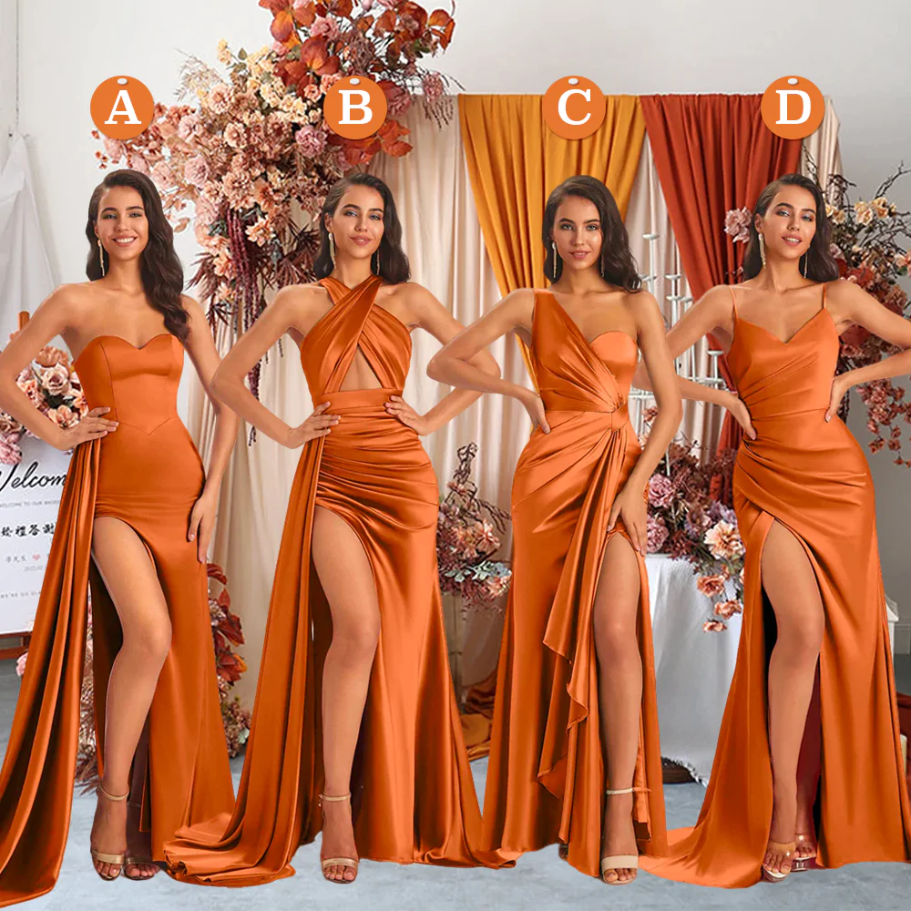Burnt Orange Velvet Long Bridesmaid Dress With Slit - Etsy
