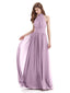 A-line Halter Elegant Chiffon Long Bridesmaid Dresses
