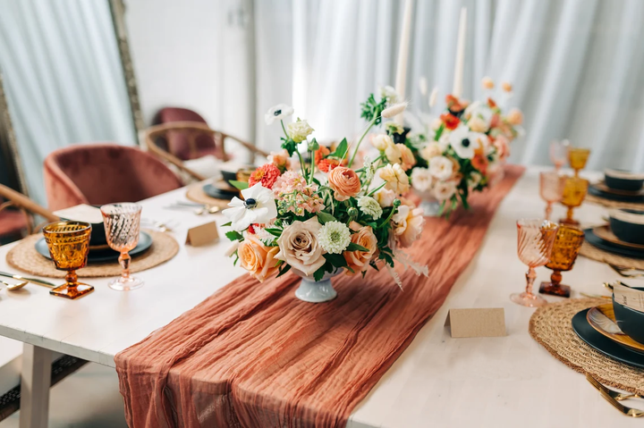 Cheesecloth Table Runner for Wedding Reception Bridal Shower Baby Shower Boho Party Table Décor