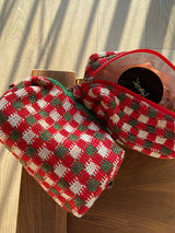 Retro Christmas Thick Knitted Plaid Portable Large-capacity Cosmetic Bag Storage Bag -- Christmas Special Gift