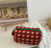 Retro Christmas Thick Knitted Plaid Portable Large-capacity Cosmetic Bag Storage Bag -- Christmas Special Gift