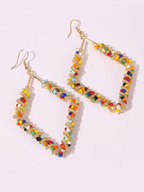 Fashion Geometric Colorful individual Metal Diamond Shape Earrings